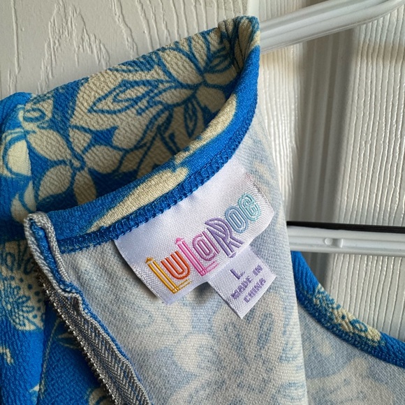LuLaRoe Amelia Blue and Pale Yellow size Large 14/16 - Picture 5 of 6